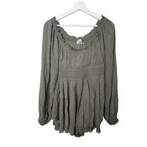 Urban Outfitters Shorts Womens Medium Romper Boho Cottage Green Ruffles Casual